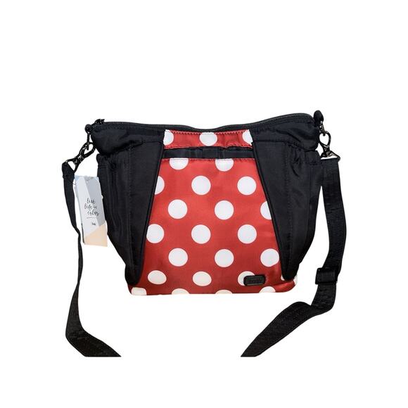 RARE Lug Crimson Large Dot Red White Mini Shuffle Crossbody Bag NWT - Picture 1 of 8